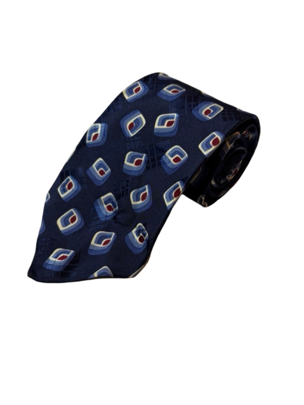 Polo Ralph Lauren Silk Tie Navy Blue Geometric Pattern Classic Necktie